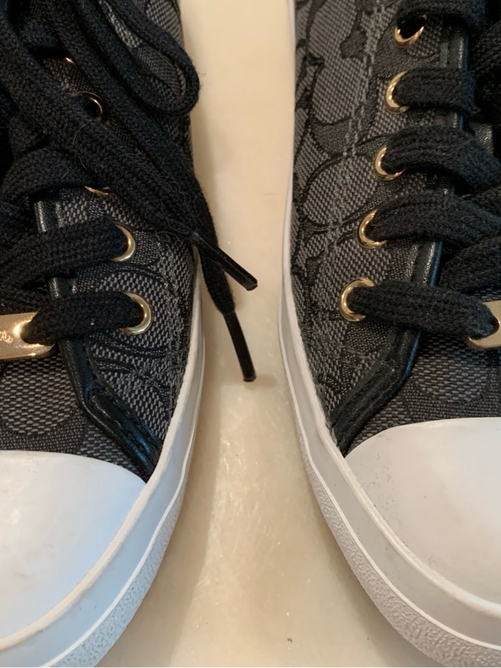 Coach Black and Gray Signature Canvas Lace-Up Sneakers